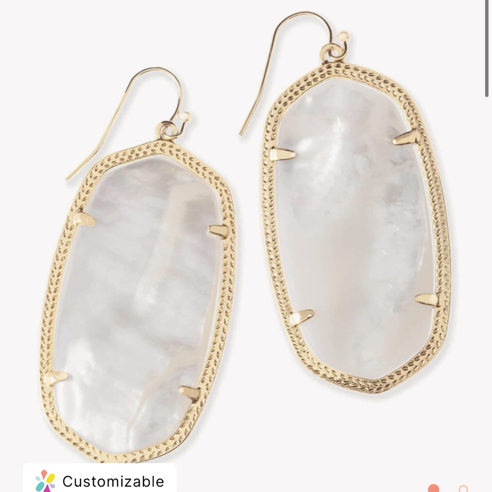 Danielle Gold Statement Earrings in Ivory Mother-of-Pearl